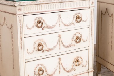 close up of bedside table drawers